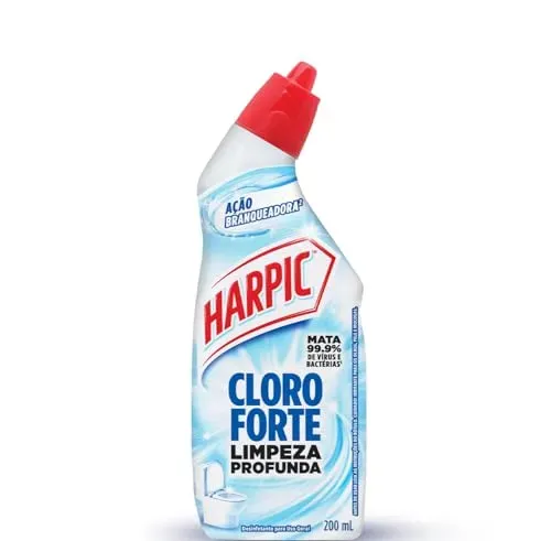 [Rec/Leve 20 Por R$ 73,48] Harpic Cloro Forte - Desinfetante Sanitrio Lquido Desodorizador, 200ml, Azul